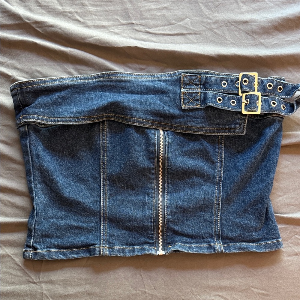 Fashion Nova Blue Denim Crop Top